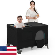 Pamo Babe Blackout Cover for Pack and Play - Breathable Netting for Playard Tent