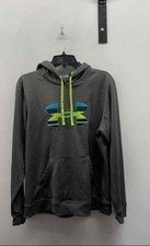 Under Armour Women's Gray Big Logo Pullover Hoodie Blue Neon Accents Sz XL