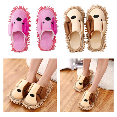 Mop Slippers Cartoon Dog Cleaning Dusting Slippers Detachable