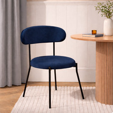 Image of OHS Matte Velvet Dining Chair with Metal Legs Modern Upholstered Kitchen Chair