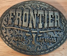 Frontier Hotel Old Las Vegas Vintage Belt Buckle Casino Nevada Western Longhorn