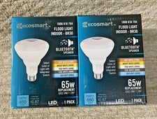 2PK EcoSmart Bluetooth Speaker LED Light Bulb White Dimmable BR30 65W Equivalent