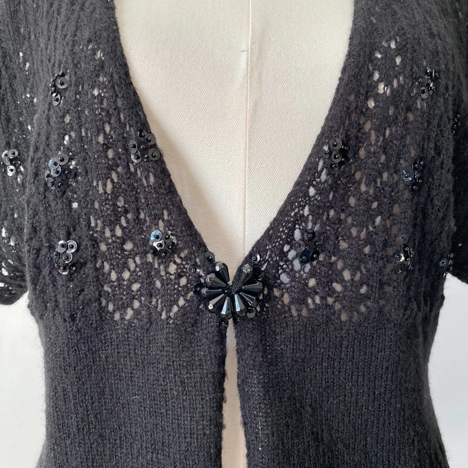 VTG Nine & Co Womens Y2K Beaded Knit Cardigan Sweater Size M/L Whimsigoth Grunge - Image 2 of 4