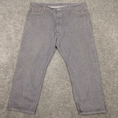 Levis Jeans Mens 42x27 (Tag 46x30) Gray 501XX Button Fly Faded Denim Pants