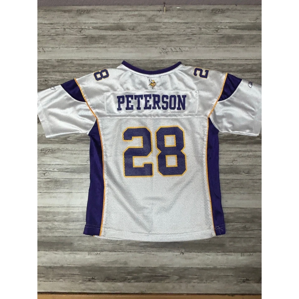 Camiseta Reebok Adrian Peterson Minnesota Vikings Juvenil Talla Grande Camisa Blanca NFL Foto 3 de 4