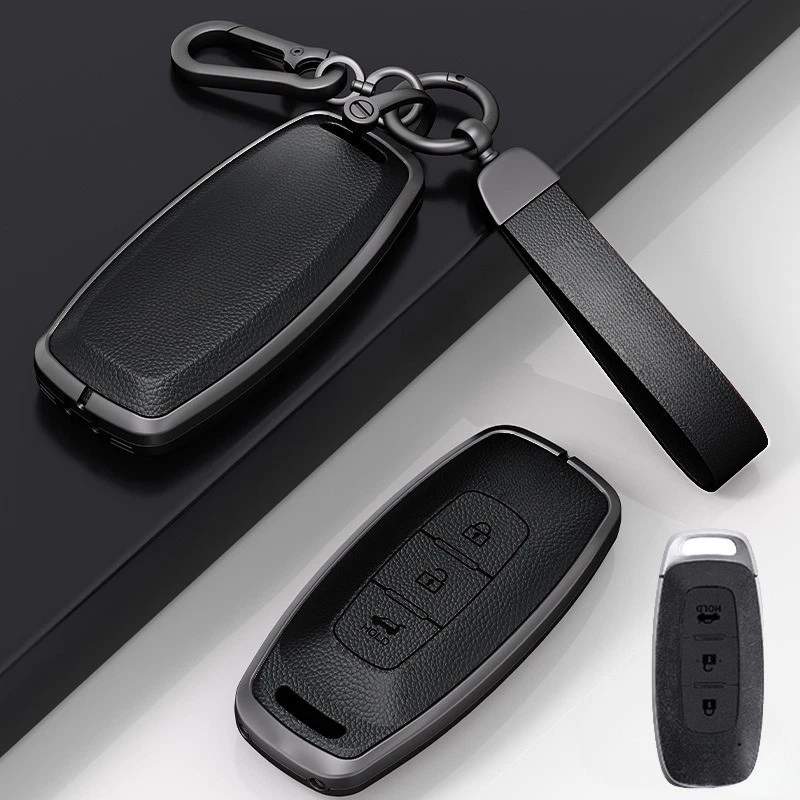 Funda protectora de cuero para llave de coche de aleación de zinc para Nissan Máxima Sentra Qashqai Altima Foto 4 de 4
