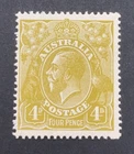 Australia 1914 KGV Single Watermark 4d Olive - Mint Hinged
