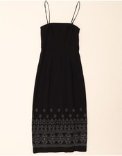 GUESS Womens Sleeveless Maxi Dress US 7 Medium Black Floral Rayon DT07