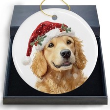 Golden Retriever Ceramic Christmas Ornament - Gifts for