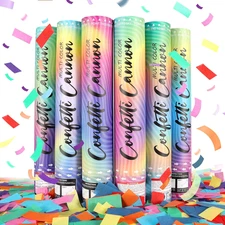 6 Pack Confetti Poppers Multicolor Confetti Cannon - 12 Inch Biodegradable Party