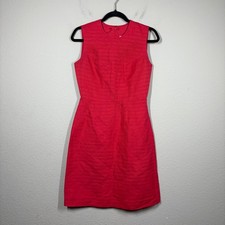 Tory Burch 2 Kimberly Sheath Dress Red Cotton Linen Silk Hourglass Sleeveless