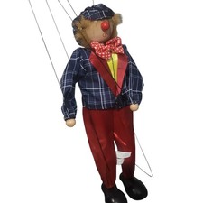 Marianetta pagliaccio in legno vintage pupazzo corda