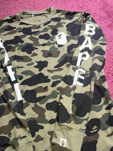 A Bathing Ape Men's 1ST CAMO Pattern Long Sleeve T-Shirt APE HEAD - Picture 4 of 8