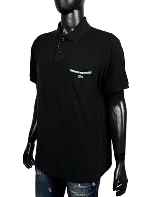 Lacoste Herren Poloshirt Schwarz Classic Fit Tasche Logo Krokodil Baumwolle Größe XL \ 6