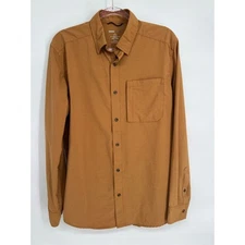 Swiss Tech Button Down Shirt Long Sleeve Casual Travel Copper Penny M