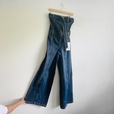 Zara Navy Blue Strapless Denim