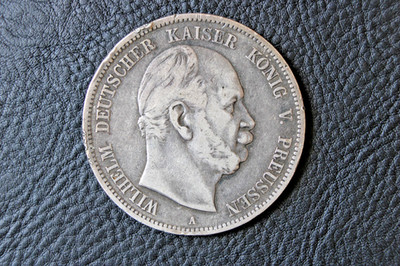 1874-D 	Kingdom of Prussia 5 Mark William I 0.900 Silver Berlin, Germany LVB5.28