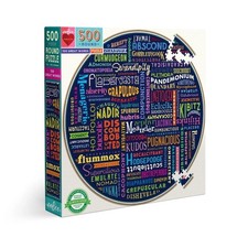 500 Piece Jigsaw Puzzle - 100 Great Words Circular Design, Eco-Friendly, 23" Dia