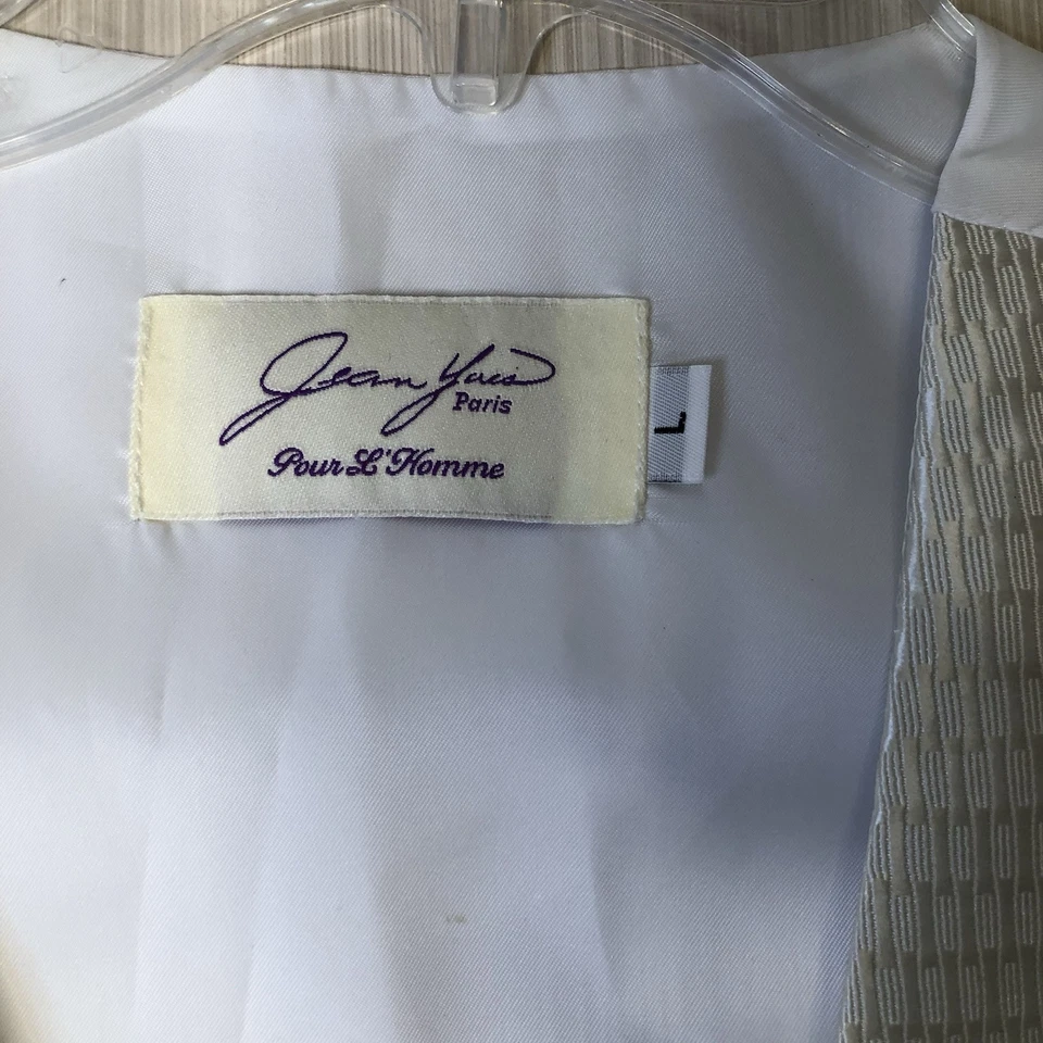 Vest Mens Large White and Silver   Geometric Dress Tux Tuxedo Suit Formal - Image 4 of 4