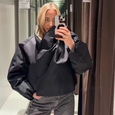 ZARA ZW COLLECTION QUILTED BOMBER JACKET Size S Ref 3548/054/800