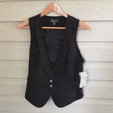 AB STUDIO 90s vintage black tailored vest shawl collar deadstock sz 10 NWT