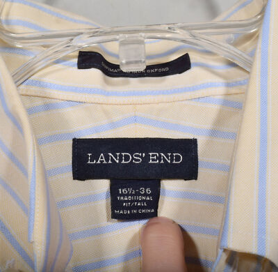 Lands End Supima No Iron Oxford Traditional Fit Tall Button Shirt Sz 16 1/2  - 36 | eBay