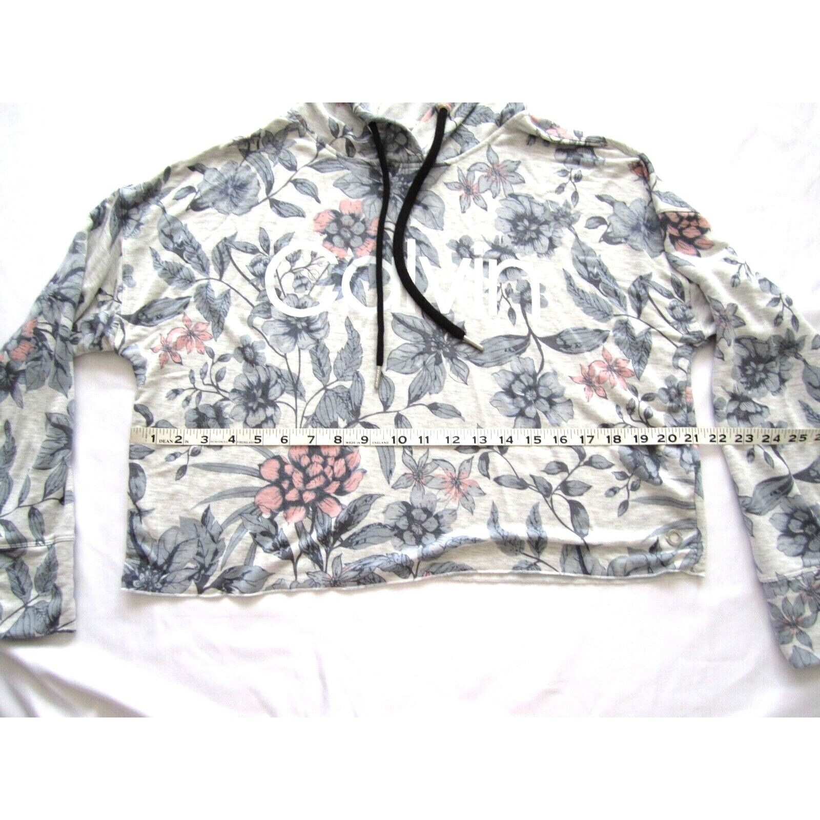 Women's Calvin Klein Performance Cropped Floral Pullover Hoodie Sz M (WS14) thumbnail 3