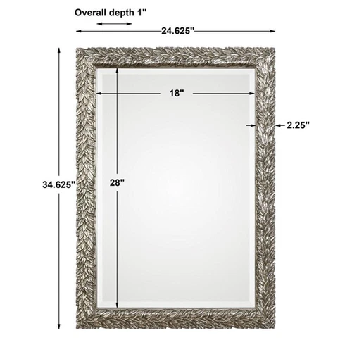 Uttermost Evelina MDF Wood Glass and Paper Leaves Decorative Mirror in Silver - Picture 5 of 5