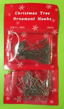 2 Packs of Christmas Ornament Hooks - Silver Metal, about 100, 2 sizes, opened