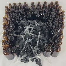 75 Count 1oz (30ml) Amber Glass Tincture Dropper Bottles & Droppers FREE S/H!!