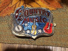 Vtg Collectible Country Western Music Enamel Belt Buckle USA Made 1982 s/n: 919