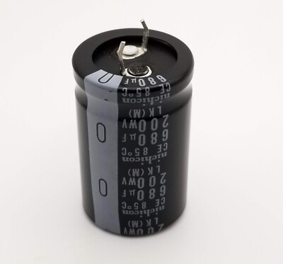 Nichicon 680uF 200V 85°C Snap In Electrolytic Capacitor 25mmx40mm