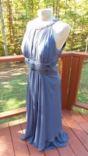 ELIZA J - New York Silver Chiffon Beaded Formal Evening Party Dress size 14