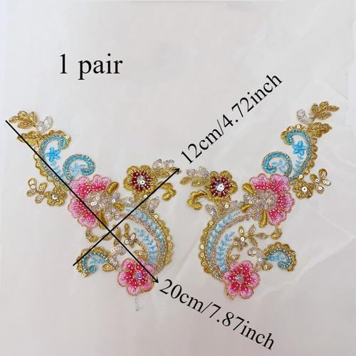 1x Sequin Embroidered Floral Bird Shaped Applique Dragon Phoenix Patch for Dress - Picture 6 of 9