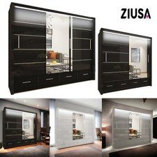Wardrobe - High Gloss Sliding Door Mirrored Bedroom Wardrobe - ZIUSA