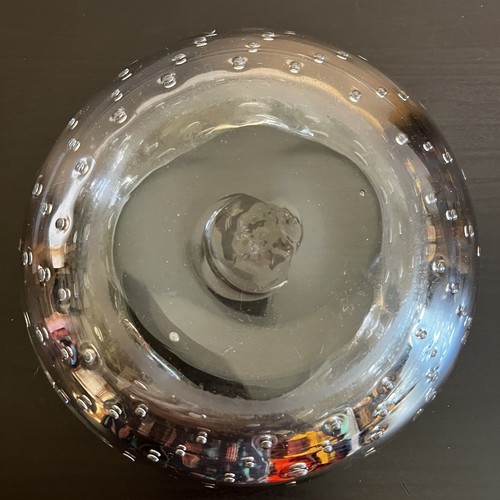 Vintage MCM Blenko Glass Ashtray Clear Glass Controlled Bubble Plants Amorphous - Picture 12 of 13
