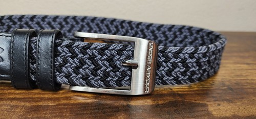 Under Armour Braided Belt 2.0 Black Grey Woven Stretch Golf Belt Men's Sz 28 - Picture 3 of 7