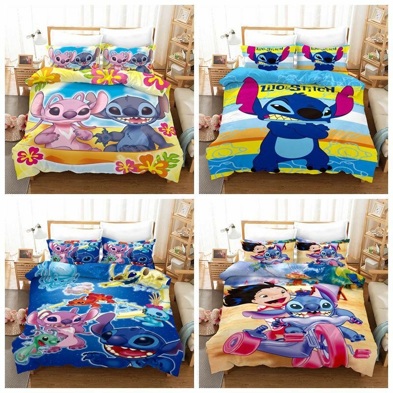 3D Disney Stitch Angel Lilo Kid Bedding Set Duvet Cover Quilt Cover