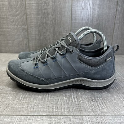 Ecco Yak Receptor Lite Walking Hiking Shoe Grey Goretex Waterproof Lace Up US 8