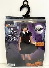 Halloween Accessories Goth Inspired Black Collared Dress Costume Ages 7-9  New