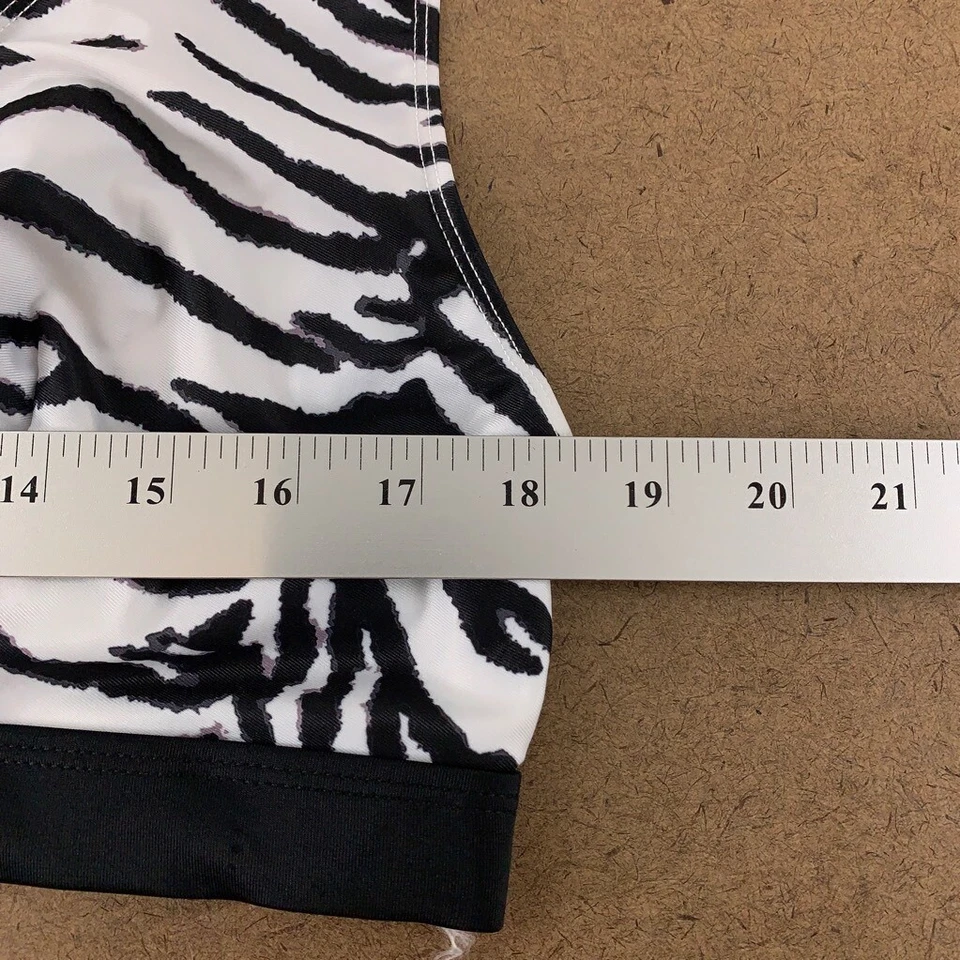 Nuevo top de natación de bikini Wolf & Whistle para mujer negro cebra elástico cuello redondo 16 Foto 3 de 4