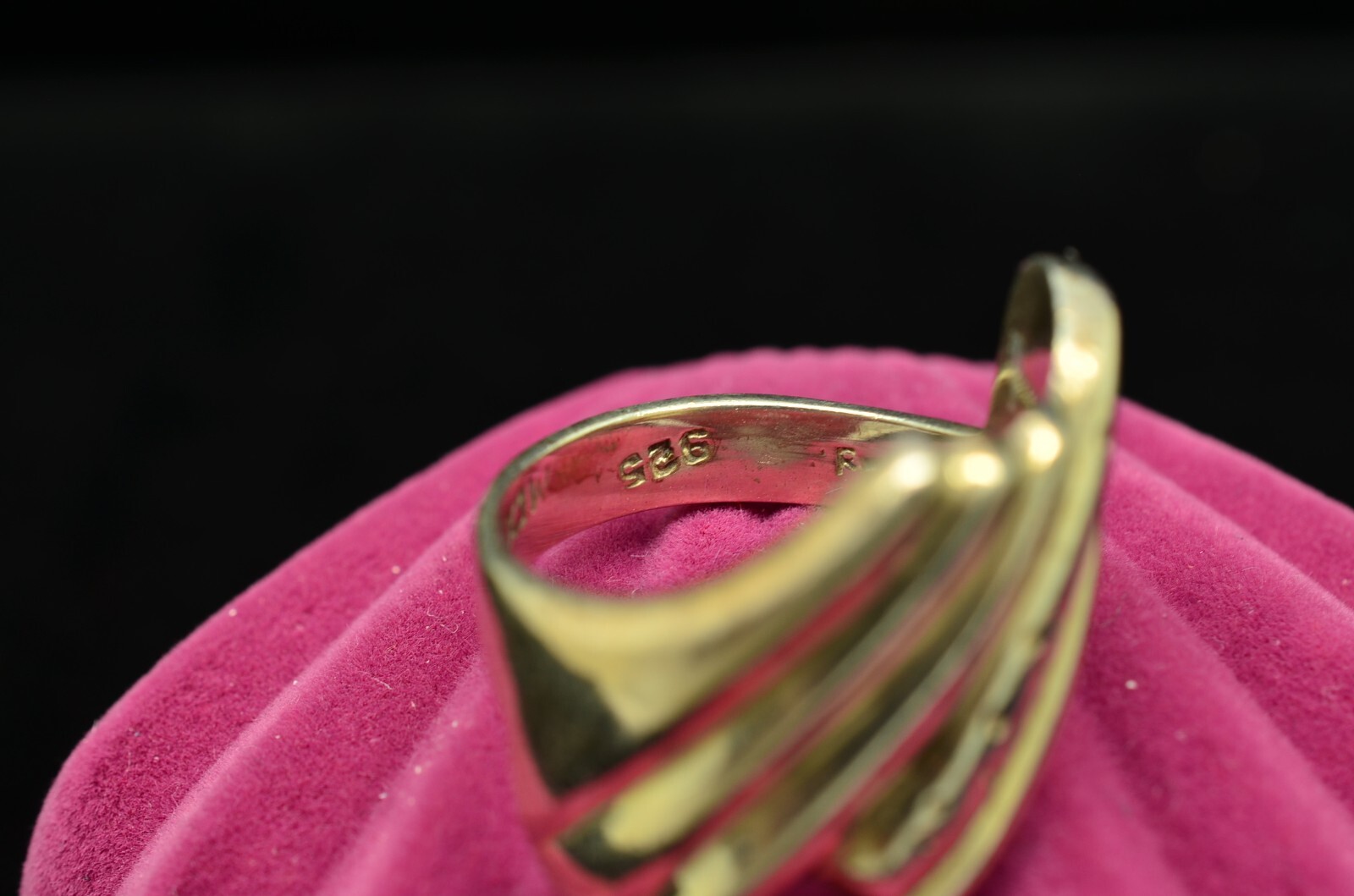 925 Sterling Silver Angular Grooved Ring - image 6