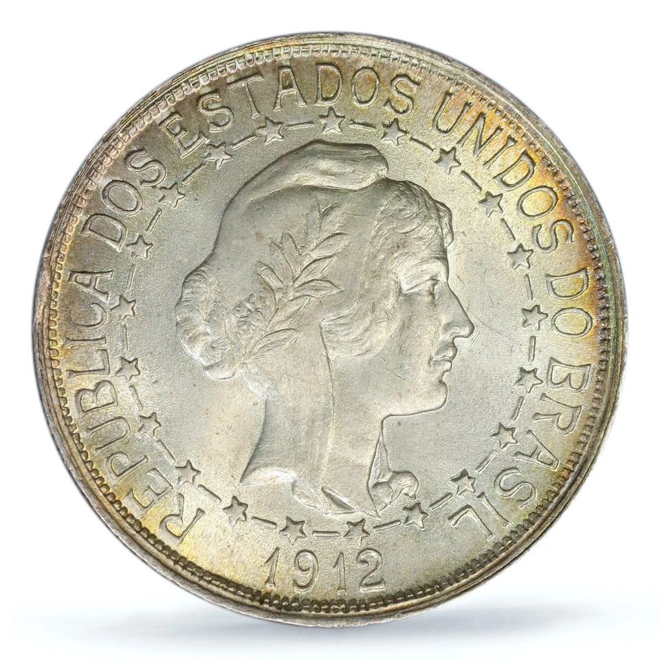 Brazil 1000 reis Regular Coinage Liberty Head KM-510 MS65 PCGS silver coin 1912 - Image 3 of 4
