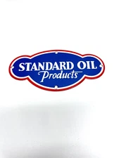 Standard Oil Petroleum Porcelain Enamel Service Station Sign Door Push