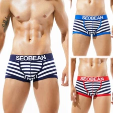 New Seobean Men's Boxer Briefs Comfortable Underwears Striped Underpants Trunks