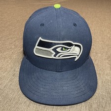 Seattle Seahawks New Era 59Fifty Fitted Hat Size 7 1/8 Navy Blue Color