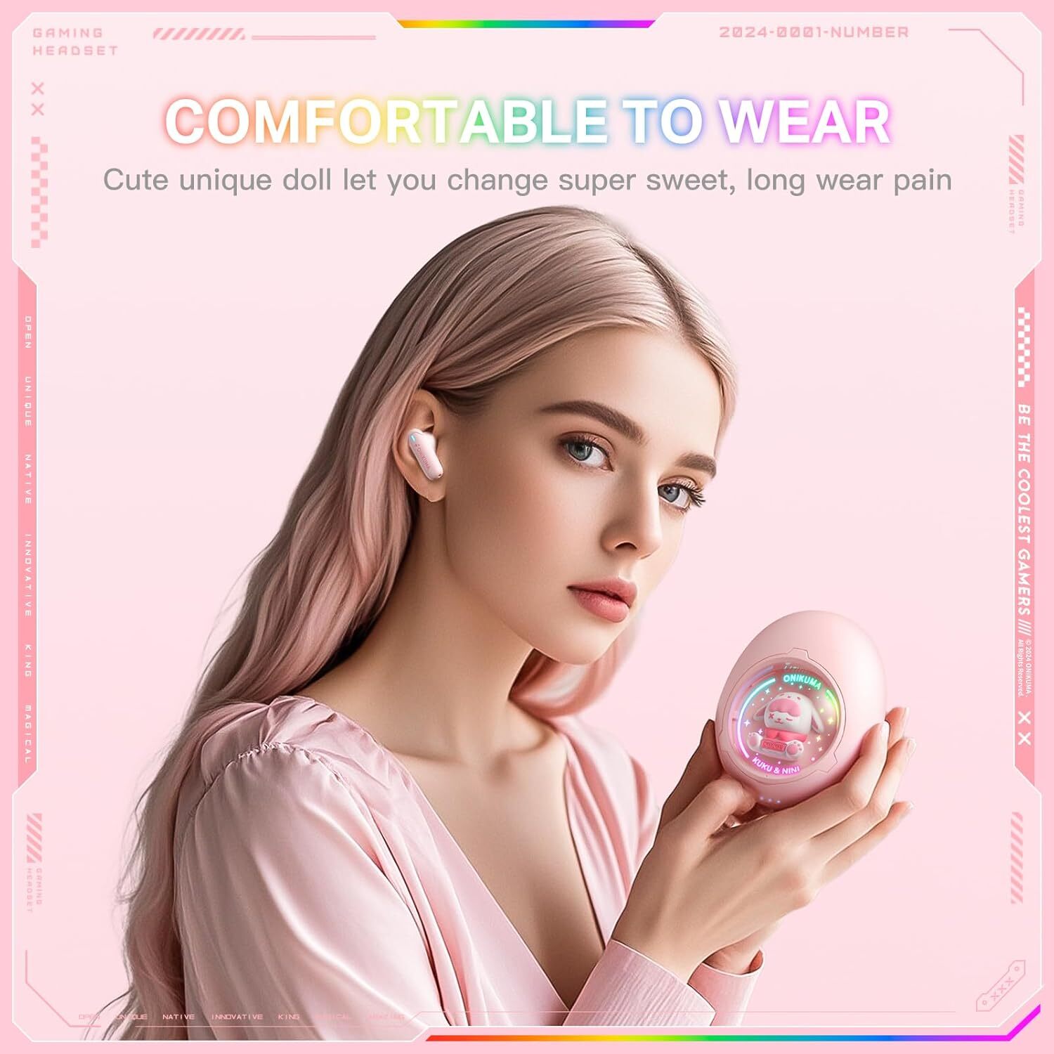 Cute RGB Wireless Earbuds for Girls &ndash; Bluetooth, Toy Capsule Case, 6H Playtime