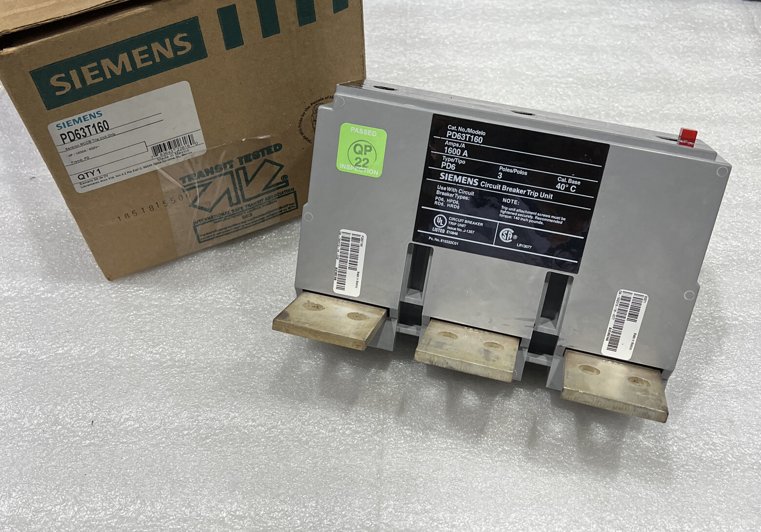 PD63T160 SIEMENS 3 POLES 1600 AMP 600V TRIP UNIT CIRCUIT BREAKER NEW eBay
