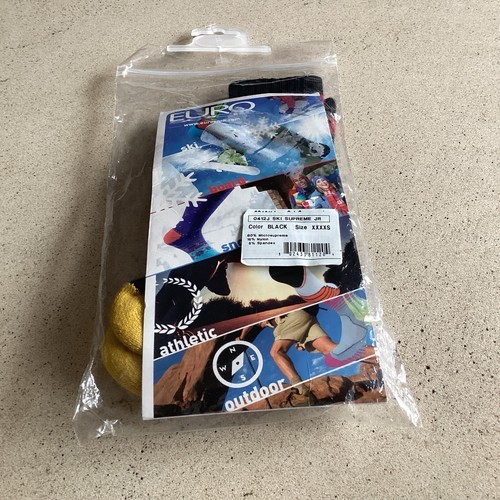 Euro Sock Ski Supreme Jr. Black And Yellow Tiny Little Ski Socks XXXXS 0412J - Picture 7 of 9
