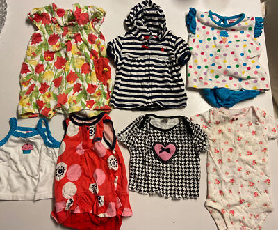 7pc Carters Kidget Le Top Shirt One Piece Set Hearts Flowers Hooded Cone 9M Baby